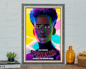 Póster de la película Spider-Man: A través del Spider-Verse, póster clásico de Miles Morales, impresión fotográfica en lienzo de 2023