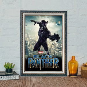 Póster de la película Pantera Negra, póster clásico de la película Pantera Negra, póster de la película Chadwick Boseman, póster de tela y lienzo.