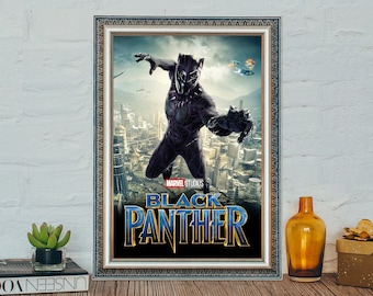 Póster de la película Black Panther: Arte cinematográfico de Chadwick Boseman, impresión en lienzo.