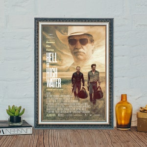 Filmposter Hell or High Water: vintage canvasdoek