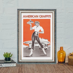 Póster de la película American Graffiti, póster de la película clásica American Graffiti, impresión fotográfica vintage en lienzo.