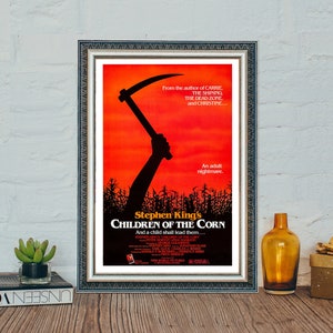 Cartel de la película Children of the Corn, cartel clásico de la película de terror, cartel de la película Children of the Corn (1984), cartel de tela de lienzo