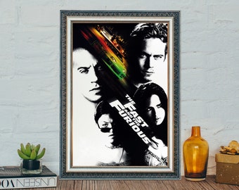 The Fast and the Furious Movie Poster, Fast and the Furious (2001) Classic Vintage Movie Poster,  Paul Walker Classic Canvas Cloth Poster