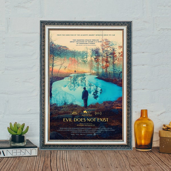 Affiche du film Le mal n'existe pas (2024), affiche vintage classique, affiche de film en toile