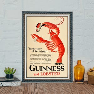 Guinness i homar – wydruk artystyczny w stylu vintage: klasyczny wystrój domu