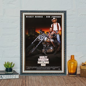 Póster de la película Harley Davidson and the Marlboro Man (1991), decoración de pared, lienzo vintage, impresión fotográfica, regalos navideños