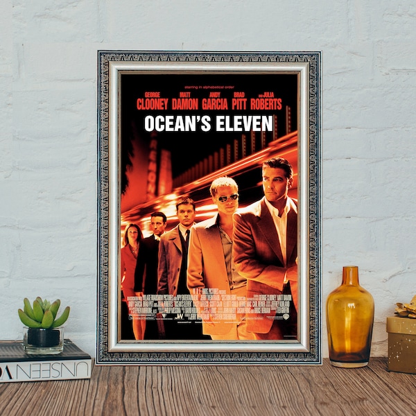 Ocean's Eleven (2001) Movie Poster, Ocean's Eleven Classic Vintage Movie Poster, Matt Damon Classic Movie Canvas Cloth Poster