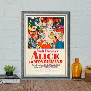 Alice in Wonderland Anime Poster, Alice in Wonderland Classic Movie Poster, High Quality Canvas Cloth Poster, Gift for Her/Him