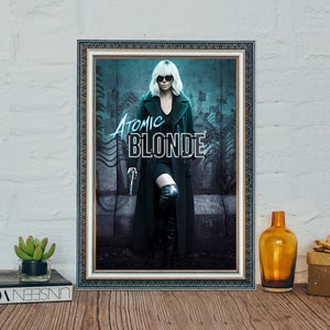 Póster de la película Atomic Blonde, póster clásico de la película Atomic Blonde (2017), impresión fotográfica vintage en lienzo, regalos navideños