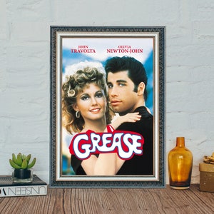 Pôster do filme Grease, pôster de tela vintage do filme Grease