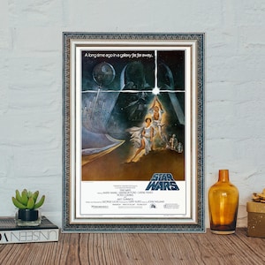Star Wars 1977 Movie Poster, Classic Science Fiction Movie Poster, Mark Hamill, Harrison Ford Classic Movie, High Quality Canvas Cloth