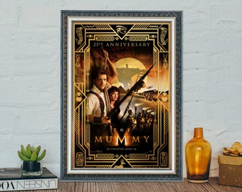 De mummie 25e verjaardag poster, de mummie klassieke vintage filmposter, canvas doek filmposter