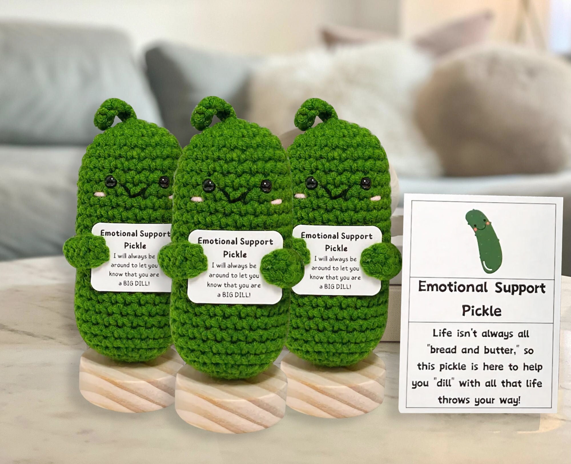 5Pcs Handmade Stuffed Friendship Emotional Support Pickle Yarn Knitting  Fruit