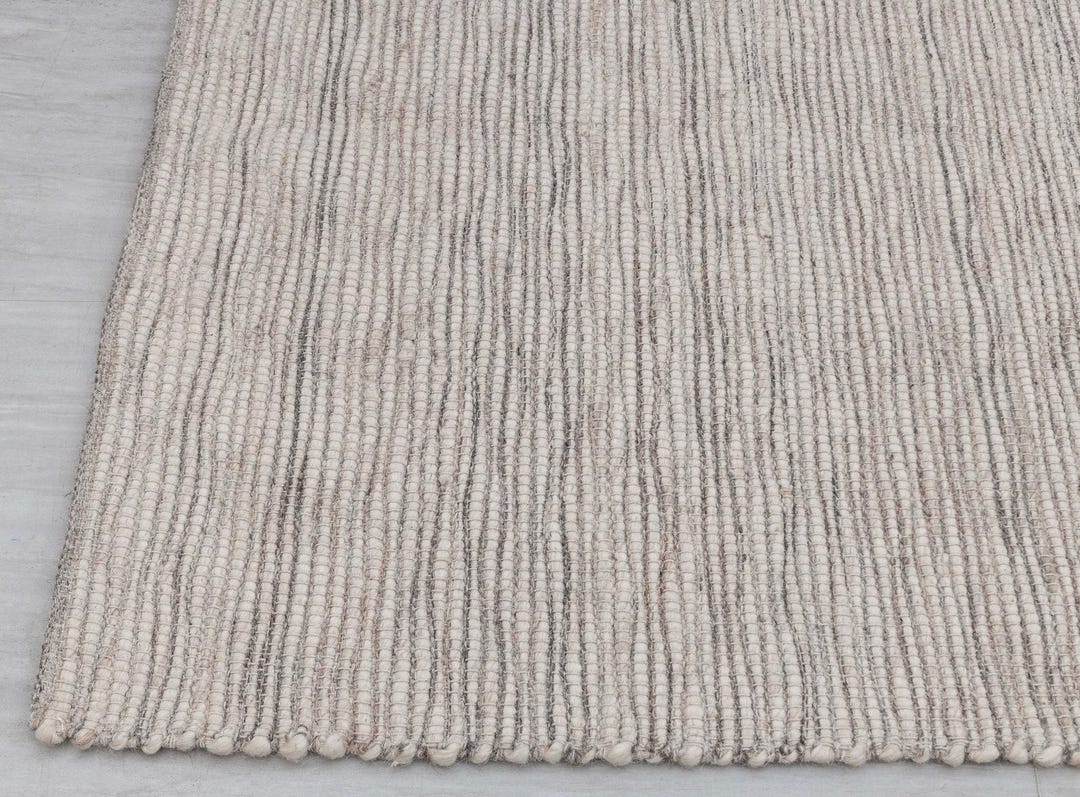 Thick Wool Ribbed Rug Handmade Ribbed Wool Rug: Scandinavian Neutral Flatweave Carpet - Etsy