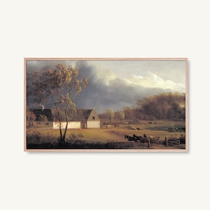 Samsung Frame TV Art | Approaching Storm | Landscape Vintage Painting, Painting, Moody Landscape Art, Digital Download FRAME TV