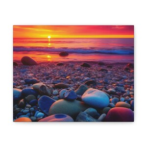 Sunset with colorful rocks - Canvas Gallery Wraps