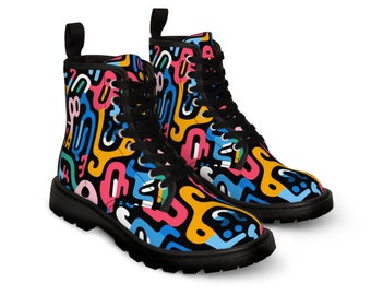 Abstract colorful Women's Canvas Boots