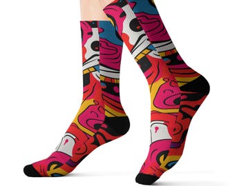 Colorful Sugar Skull Socks | Day of the Dead Pattern Sublimation