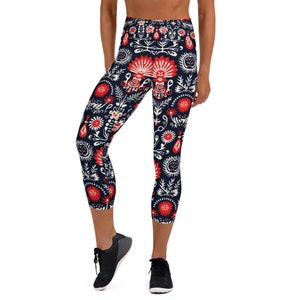 Mexican folklore Yoga Capri Leggings