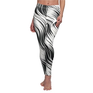 Abstract black and white 2 - Women&#39;s Cut & Sew Casual Leggings (AOP)