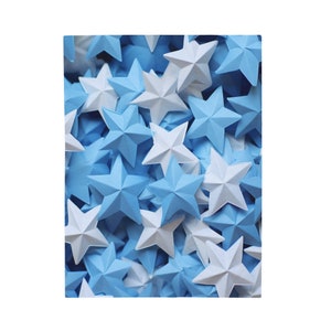 Stars blue and white - Velveteen Plush Blanket
