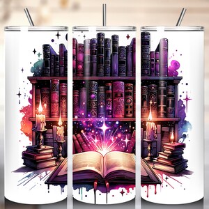Celestial Books Tumbler Wrap: Gothic Booktok Design (PNG Digital Download)