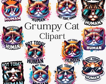 Grumpy Cat Clipart: Funny Animal PNG (Digital Download)