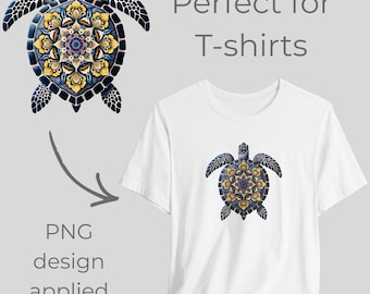 Tortuga marina mandala PNG: Diseño de sublimación de bar de playa (descarga digital)