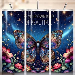 Butterfly Tumbler Wrap: Motivational Quote, 20oz Sublimation Design (Digital Design)