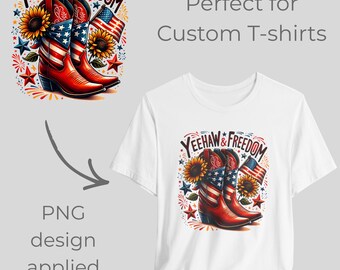 Retro Cowgirl 4th of July PNG Bundle: Patriotic USA Graphic (Digital Download)