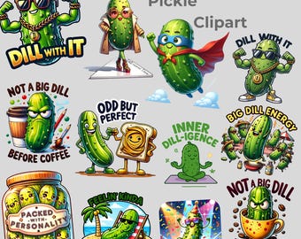 Funny Pickle Clipart: Puns & Personality PNG (Digital Download)