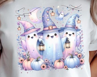 Floral Ghost Halloween PNG, Spooky Autumn Design (Digital Download