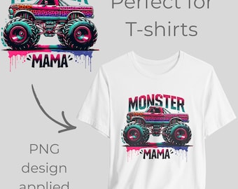 Camión Monster Mama PNG: Diseño de mamá con estampado de leopardo (descarga digital)