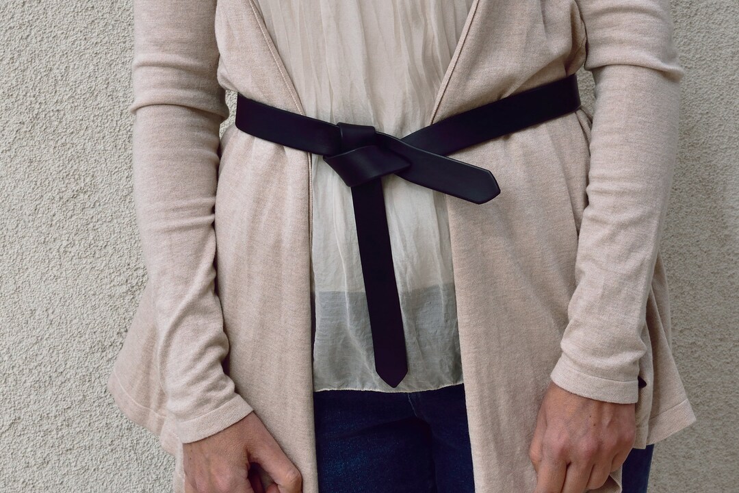 Leather Knot Belt Black Knot Belt Etsy