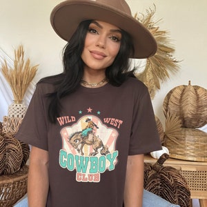 Wild West Cowboy Club Graphic Tee | Wild West Shirt | Retro Cowgirl T- Shirt | Western Graphic Shirt | Rodeo T Shirt | Vintage Cowboy Tee |