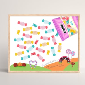 Vingerafdruk kunst snoep, cadeau leraar waardering, afdrukbaar 8 x 10 personaliseerbaar cadeau voor leraar, eindejaarscadeau voor leraar