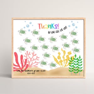 Fingerabdruck Schildkröte Unterwasser Lehrer Wertschätzung Geschenk, DIY Printable 8x10 Custom, personalisierte Geschenk für Lehrer, Jahresende Geschenk für Lehrer