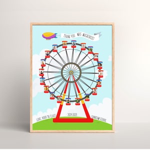 Ferris Wheel Drag and Drop Canva Frame Teacher Appreciation Gift, Printable 8x10 Editable Personalized Gift for Teacher, Year End Gift
