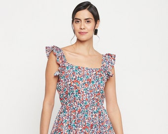 Floral Printed Layered Dress