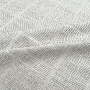 8x10 Hand Knotted Wool Rug – Ivory Modern Textured Grid Carpet for living room bedroom