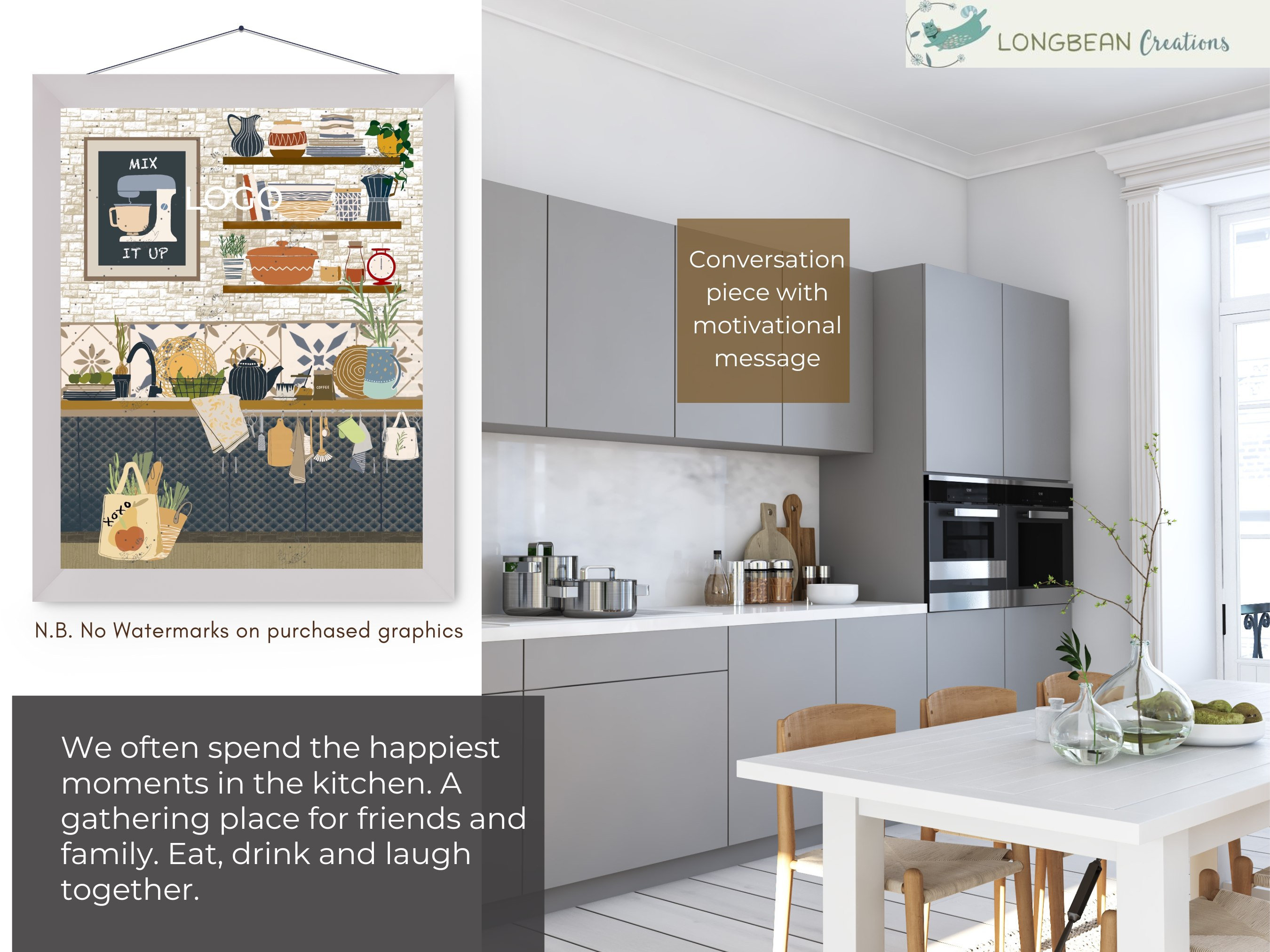 free kitchen wall art bundle | 5 printable designs |... Printable Kitchen Wall Art, Kitchen Print, Kitchen Decor, Inviting Cosy ...