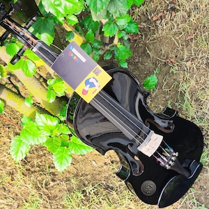 Handmade Black Maple Wood Violin – Rich Tone, All Sizes, Includes Case, Bow, Great Sound for Students, Musicians & Professionals.