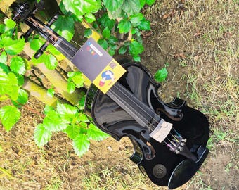 Handmade Black Maple Wood Violin – Rich Tone, All Sizes, Includes Case, Bow, Great Sound for Students, Musicians & Professionals.