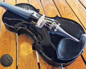 Handmade Black Maple Wood Violin – Rich Tone, All Sizes, Includes Case, Bow, Great Sound for Students, Musicians & Professionals.