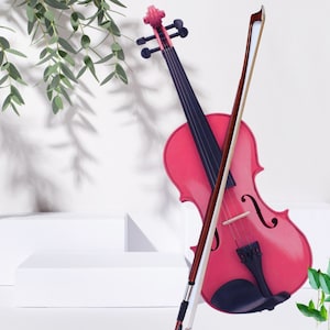 Handmade Violin 4/4 Unique,Ebony/Music Instrument/Violin Gift/Violin Decor/Violin Ornaments/Wooden Violin /MENS/WOMEN/GIFT/Black/PinkViolin