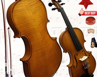 Luxurious Handmade Maple Wood Violin – All Sizes,Violin for Students, Musicians & Professionals, Includes Velvet Case, Bow Rosin