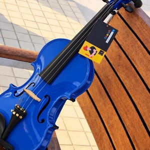 Glossy Royal Blue Violin, Blue String Musical Instrument, Elegant Violin for Musicians, Music Lover Gift, Unique Blue Violin