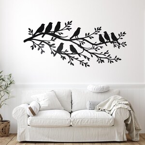 Large Metal Birds on Branch Wall Art – Modern 3D Abstract Nature ...