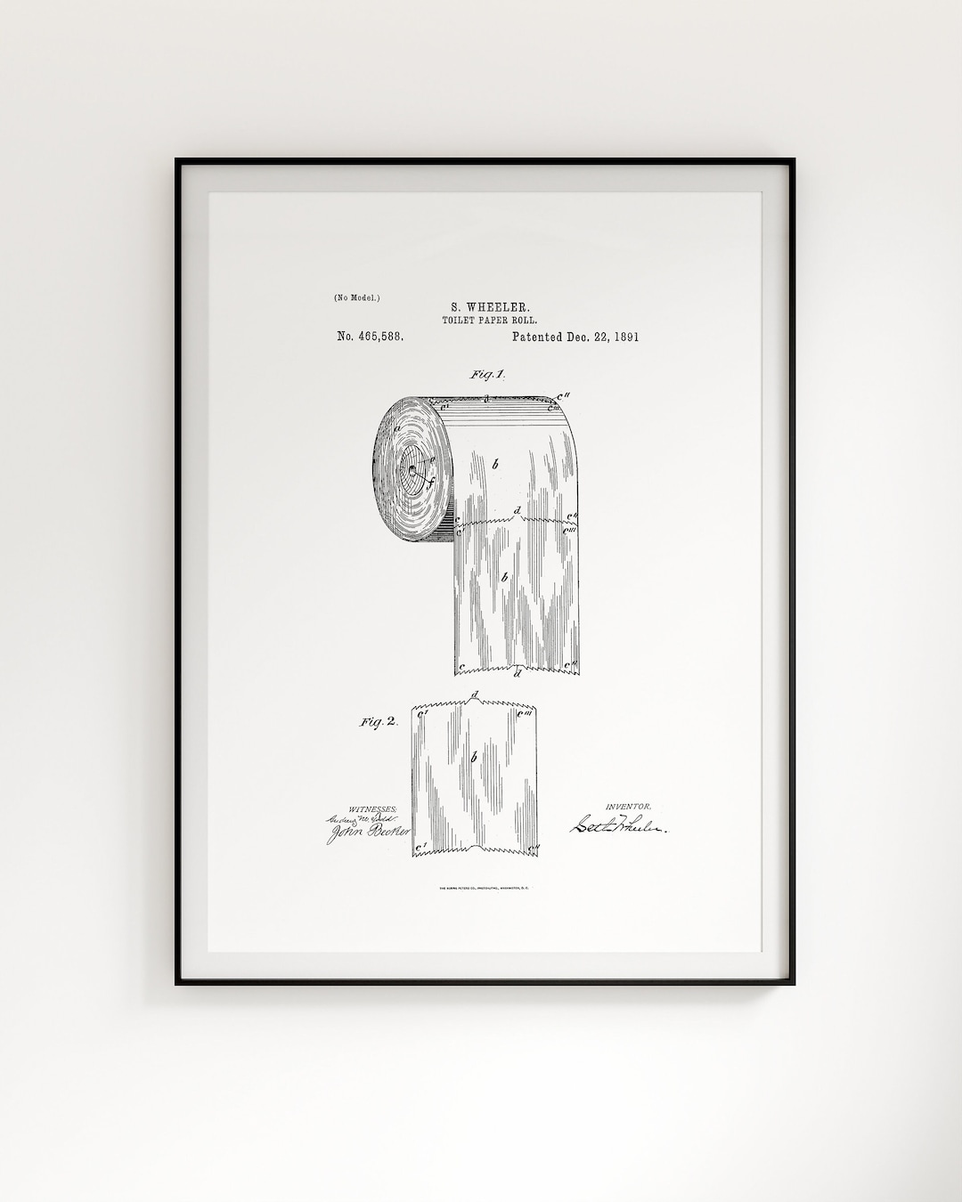 Toilet Paper Roll Patent Seth Wheeler Patent Bathroom Poster Toilet