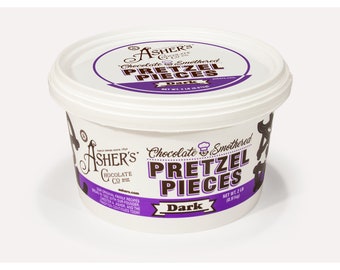 Dark Chocolate Smothered Pretzel Pieces – 2 lb. Pail